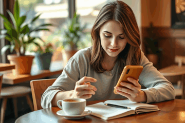 Eine Person beantragt ein Darlehen über ihr Handy.