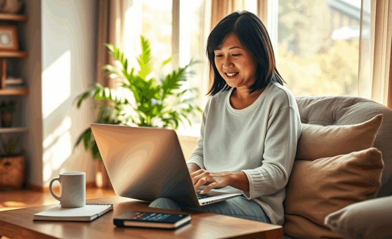 Eine Person arbeitet von zu Hause aus und verdient Geld online.