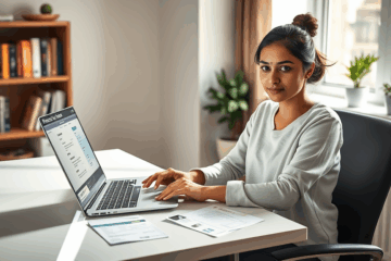 Eine Person beantragt online einen Kredit mit wenigen Dokumenten.