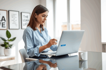 Frauen und Männer, die online einen Kredit bei der SWK Bank beantragen.