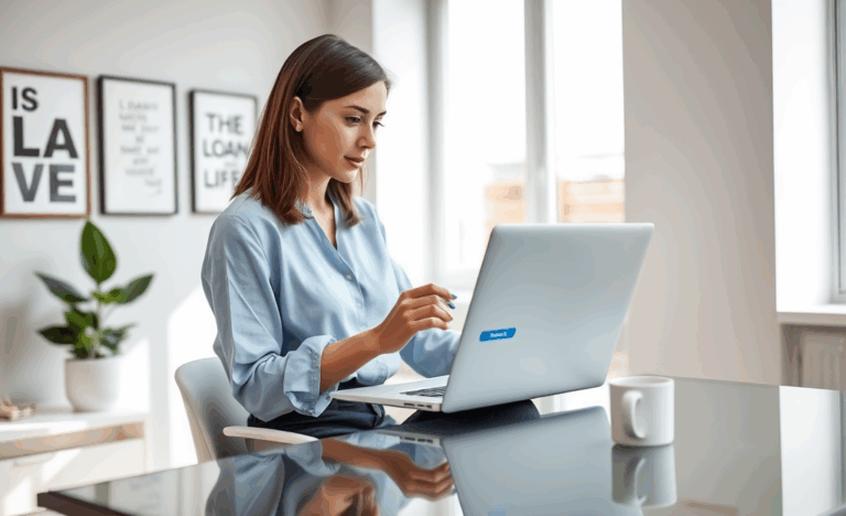 Frauen und Männer, die online einen Kredit bei der SWK Bank beantragen.